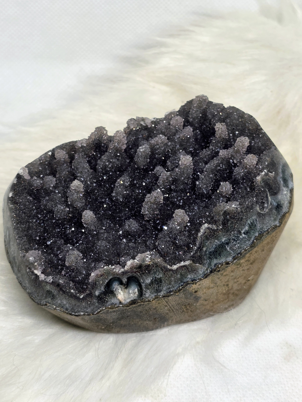 Large Natural Druzy Amethyst Stalactite Freeform | Sparkle Quartz Crystal Black